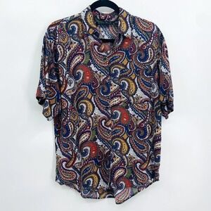 GIORGIO SANT'ANGELO Women Vintage Colorful Paisley Print Button Up Blouse Medium